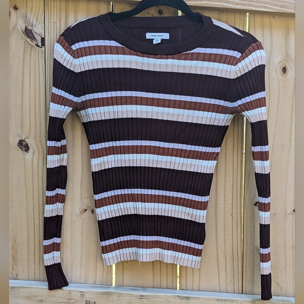 Striped Nine West Fitted Sweater